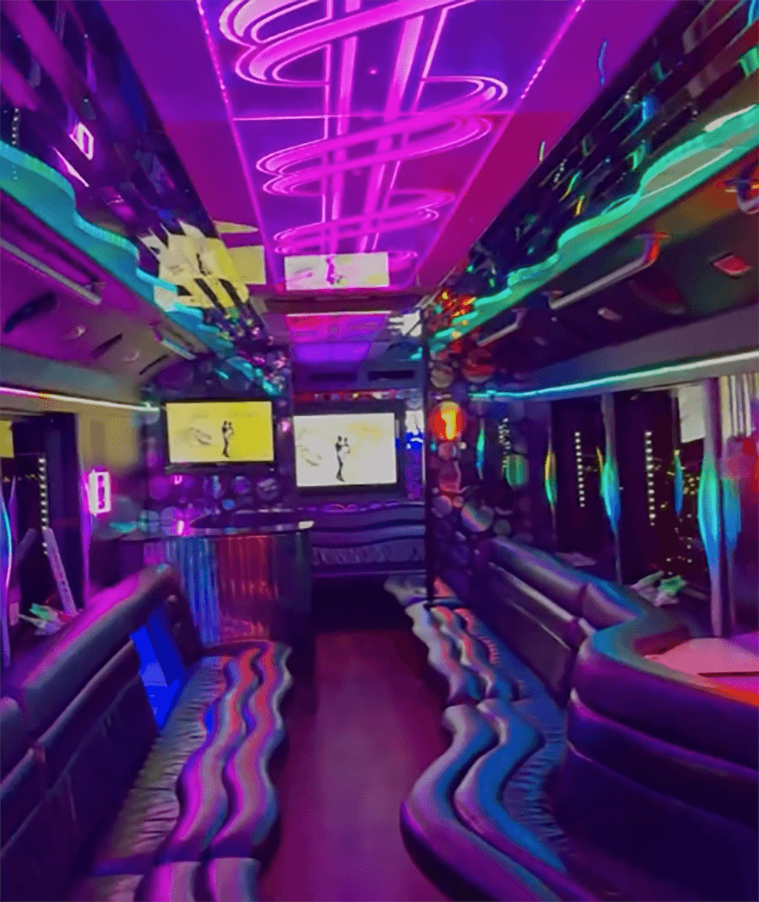 Party bus rental in Charlotte NC with luxury group transportation vehicle