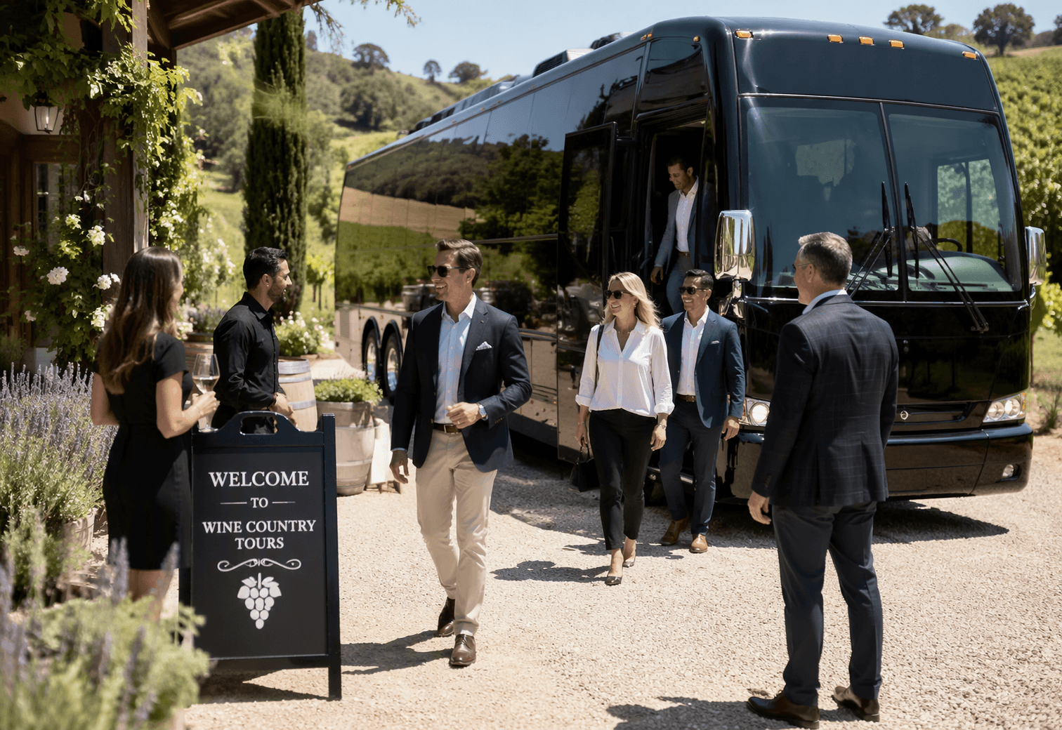 Luxury wine tour transportation with chauffeured vehicle at North Carolina vineyards